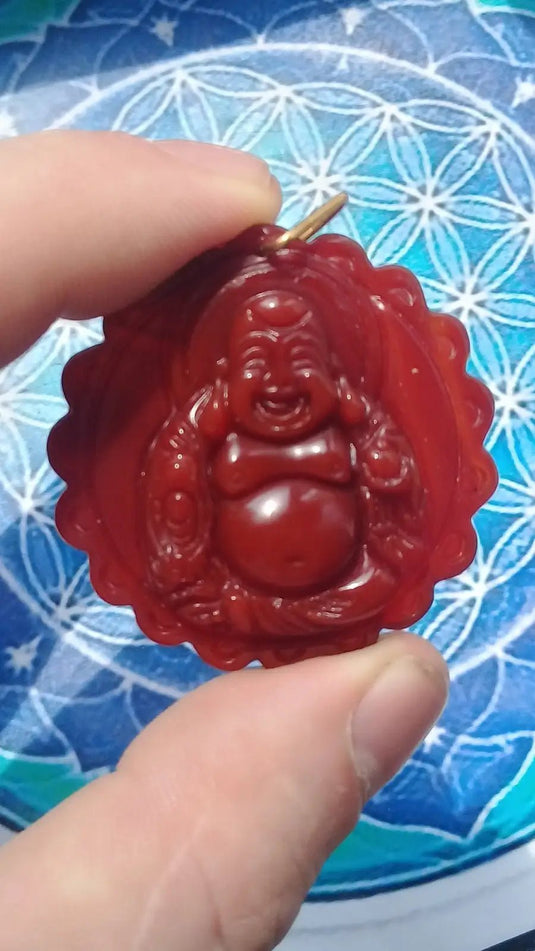 Pendentif Bouddha Cornaline Grade A ++++ aspect brillant (Avec son cordon) Pendentif Bouddha Cornaline