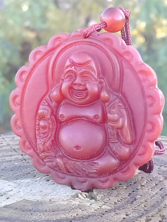 Pendentif Bouddha Cornaline Grade A ++++ aspect mat (Avec son cordon) Pendentif Bouddha en Cornaline