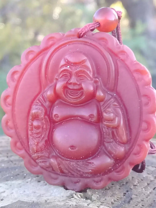 Pendentif Bouddha Cornaline Grade A ++++ aspect mat (Avec son cordon) Pendentif Bouddha en Cornaline