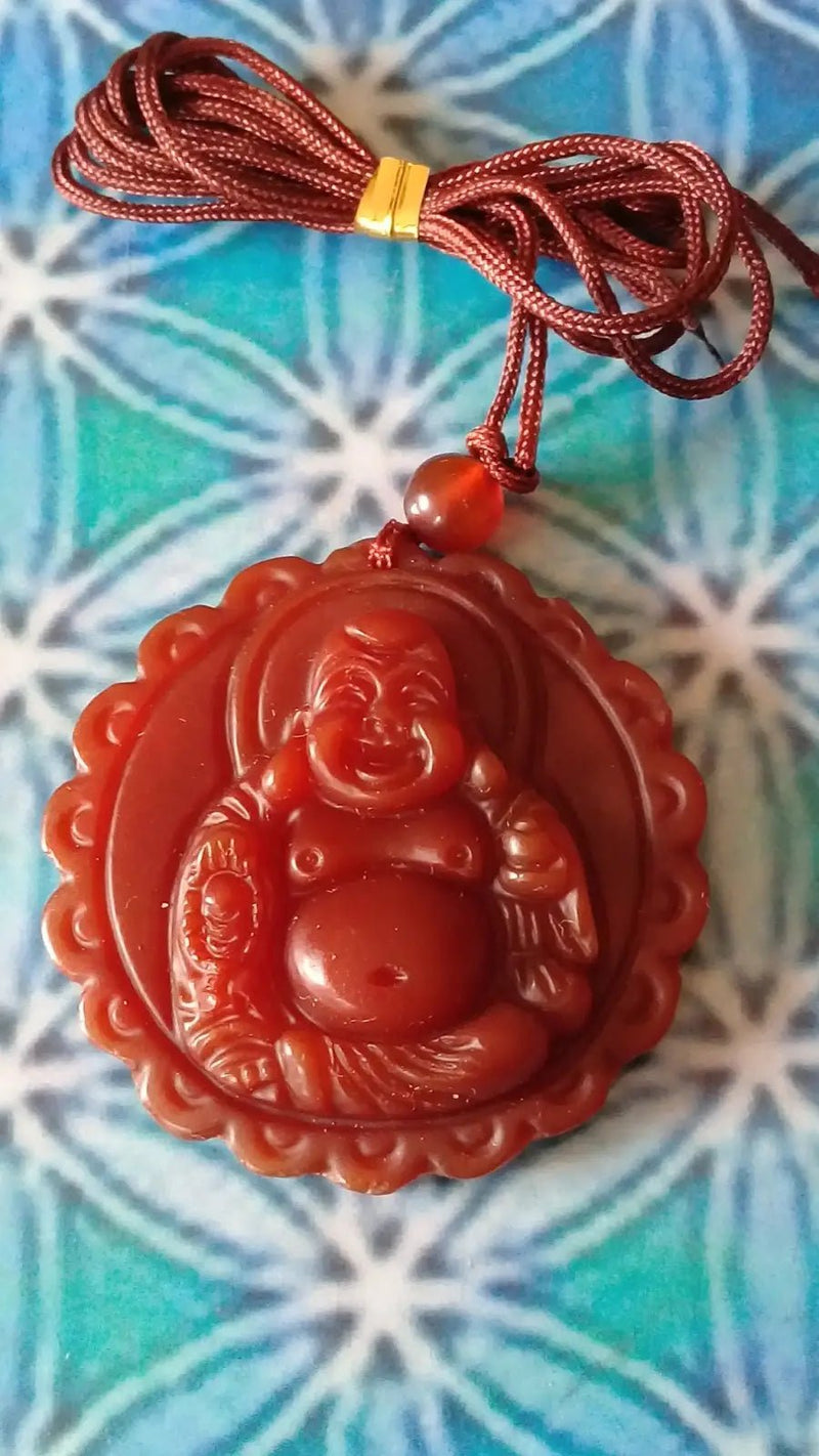 Load image into Gallery viewer, Pendentif Bouddha Cornaline Grade A ++++ aspect mat (Avec son cordon) Pendentif Bouddha en Cornaline

