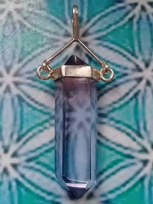 Pendentif en Cristal Aqua-Tanzine-Aura monté sur Argent 925 Grade A ++++ Pendentif en Cristal Aqua-Tanzine-Aura monté sur Argent 925