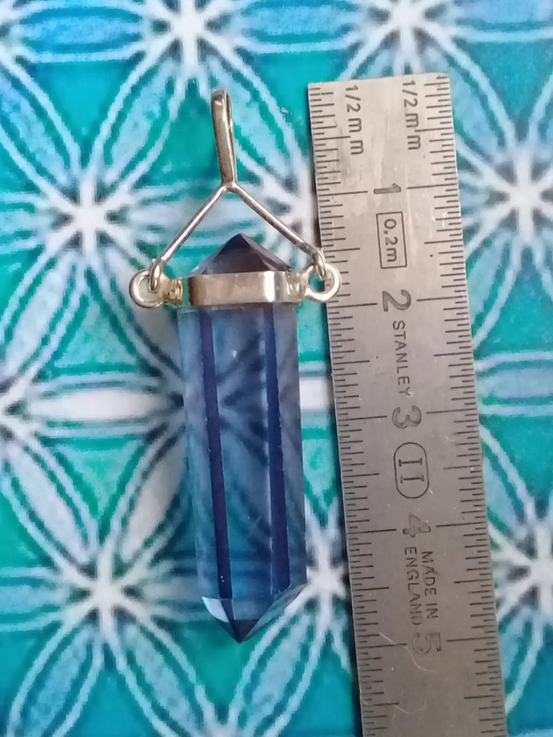 Chargez l&#39;image dans la visionneuse de la galerie, Pendentif en Cristal Aqua-Tanzine-Aura monté sur Argent 925 Grade A ++++ Pendentif en Cristal Aqua-Tanzine-Aura monté sur Argent 925
