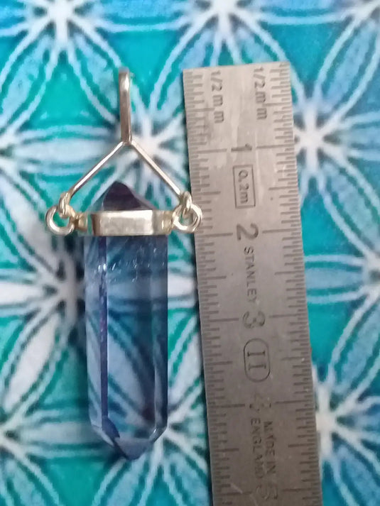 Pendentif en Cristal Aqua-Tanzine-Aura monté sur Argent 925 Grade A ++++ Pendentif en Cristal Aqua-Tanzine-Aura monté sur Argent 925