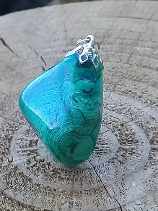 Pendentif Malachite Grade A +++ Fourni avec cordon Pendentif Malachite