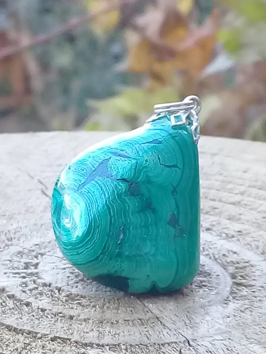 Pendentif Malachite Grade A +++ Fourni avec cordon Pendentif Malachite