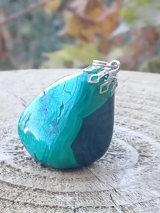 Pendentif Malachite Grade A +++ Fourni avec cordon Pendentif Malachite