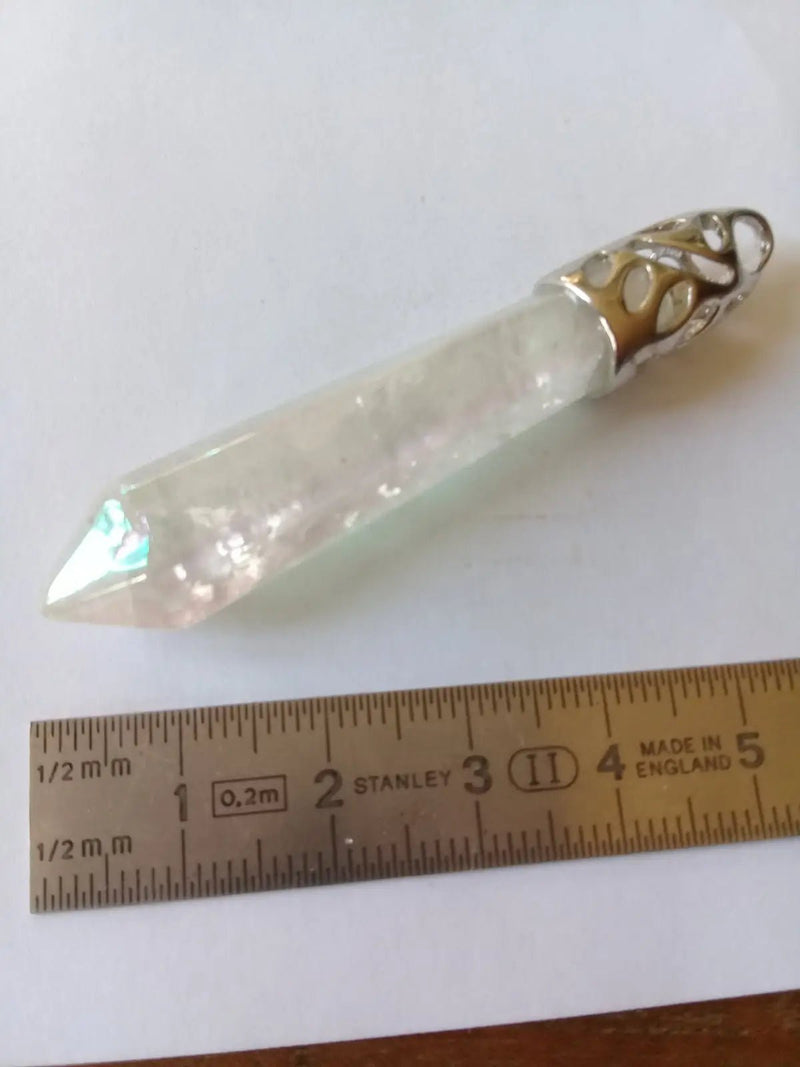 Load image into Gallery viewer, Pendule en Cristal Angel-Aura monté sur Argent 925 Grade A ++++ Pendule en Cristal Angel-Aura monté sur Argent 925
