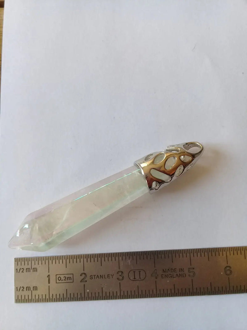 Load image into Gallery viewer, Pendule en Cristal Angel-Aura monté sur Argent 925 Grade A ++++ Pendule en Cristal Angel-Aura monté sur Argent 925
