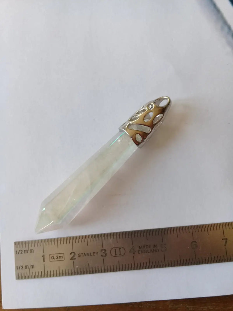 Load image into Gallery viewer, Pendule en Cristal Angel-Aura monté sur Argent 925 Grade A ++++ Pendule en Cristal Angel-Aura monté sur Argent 925
