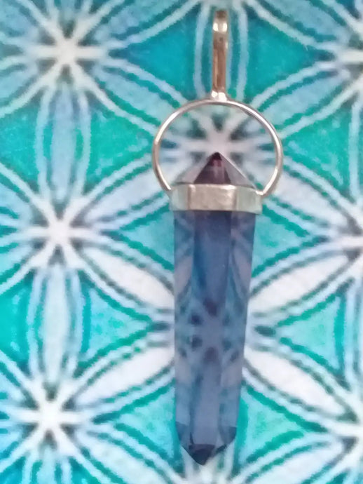 Pendule en Cristal Aqua-Tanzine-Aura monté sur Argent 925 Grade A ++++ Pendule Cristal Aqua-Tanzine-Aura monté sur Argent 925