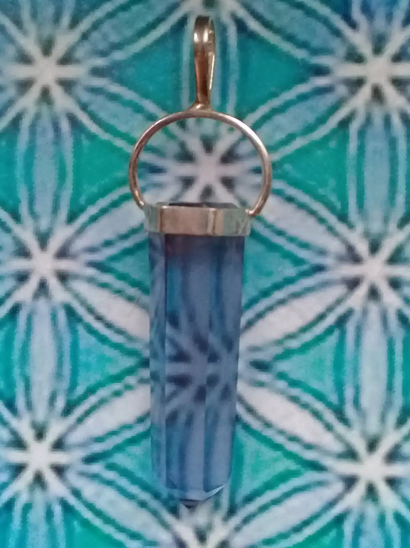 Load image into Gallery viewer, Pendule en Cristal Aqua-Tanzine-Aura monté sur argent 925 Grade A ++++ Pendule Cristal Aqua-Tanzine-Aura monté sur Argent 925
