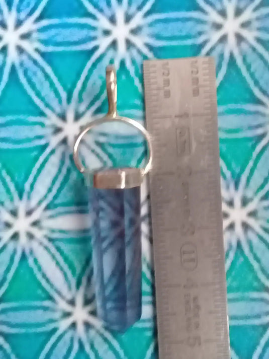 Pendule en Cristal Aqua-Tanzine-Aura monté sur argent 925 Grade A ++++ Pendule Cristal Aqua-Tanzine-Aura monté sur Argent 925