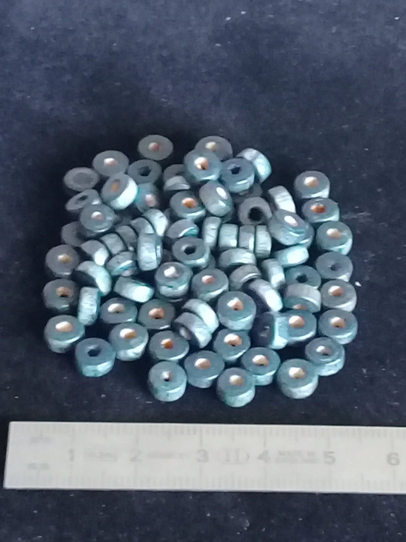 Carica immagine in Galleria Viewer, Perles bois couleur bleue Diam : 8mm X 4mm Prix perle à l’unité Perles bois couleur bleue pétrole Diam : 8mm X 4mm Dans la besace du p&#39;tit Poucet   
