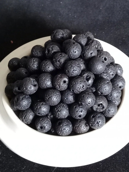 Pierre de lave perle Diam: 8mm d’ornement et décoration Prix perle à l’unité Diamètre 8mm Pierre de lave perles 8mm