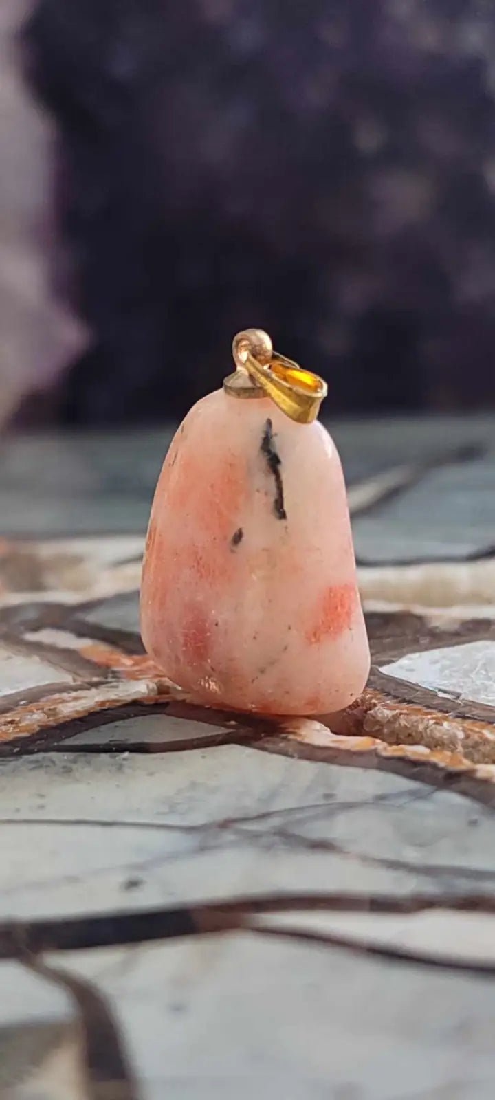 Load image into Gallery viewer, Pierre du soleil Héliolite du Brésil pendentif Grade A++++ (fourni avec cordon) Pierre du soleil héliolite pendentif
