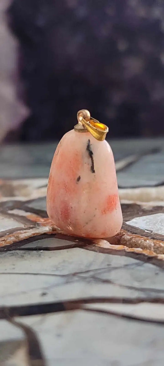 Pierre du soleil Héliolite du Brésil pendentif Grade A++++ (fourni avec cordon) Pierre du soleil héliolite pendentif