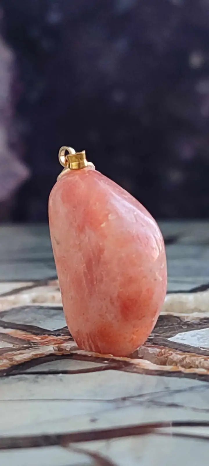 Load image into Gallery viewer, Pierre du soleil Héliolite du Brésil pendentif Grade A++++ (fourni avec cordon) Pierre du soleil héliolite pendentif
