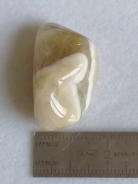 Prasiolite verte à chevrons pierre roulée Grade A++++ Prasiolite verte à chevrons