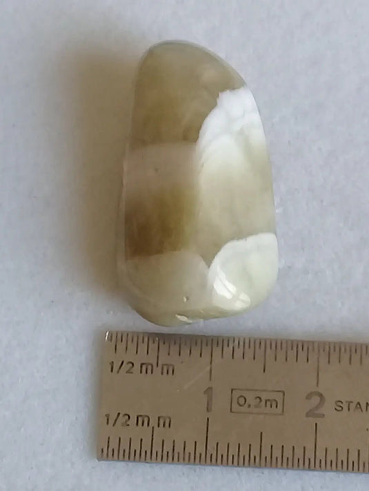 Prasiolite verte à chevrons pierre roulée Grade A++++ Prasiolite verte à chevrons