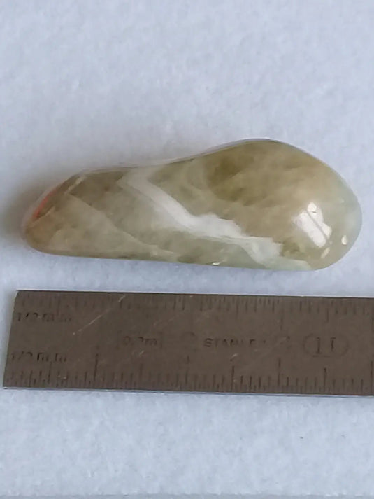 Prasiolite verte à chevrons pierre roulée Grade A++++ Prasiolite verte à chevrons