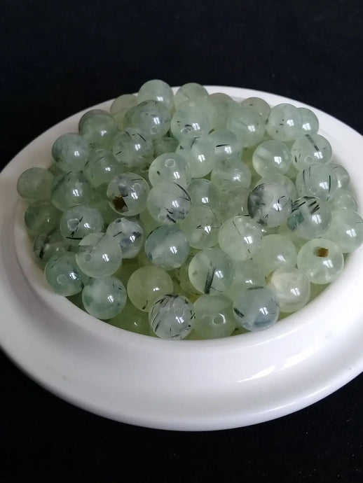 Préhnite du Mexique perle Grade A++++ Prix perle à l’unité Diamètre 8mm Préhnite du Mexique perle 8mm