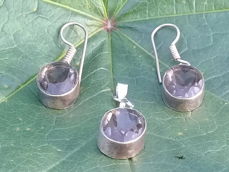 Chargez l'image dans la visionneuse de la galerie, Quartz fumé parure Grade A ++++ montée sur argent 925 (Fourni avec cordon) Quartz fumé parure
