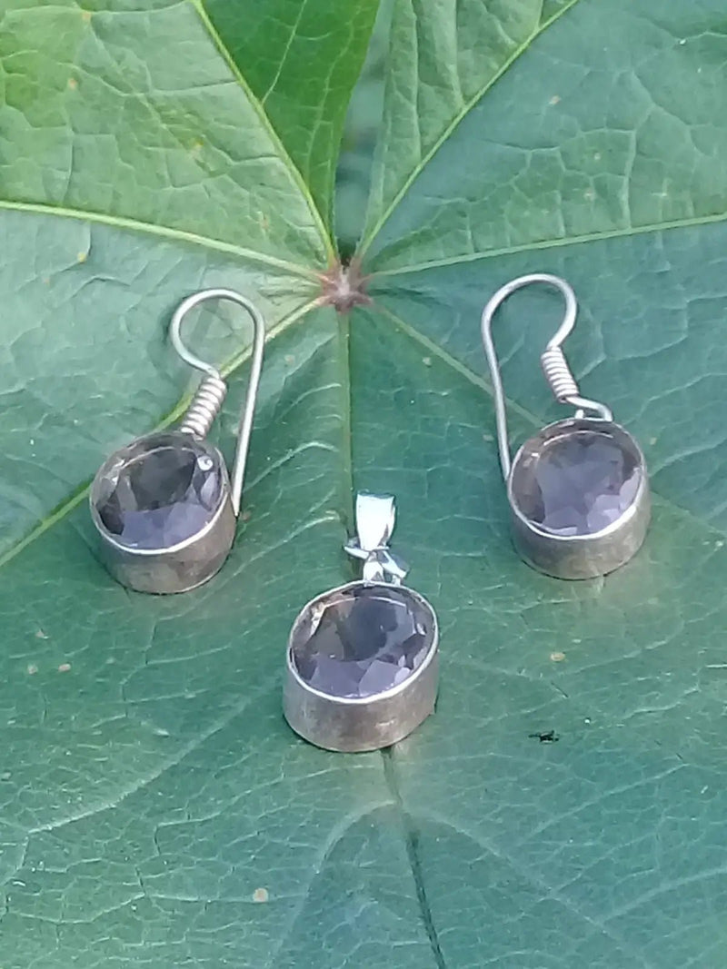 Chargez l'image dans la visionneuse de la galerie, Quartz fumé parure Grade A ++++ montée sur argent 925 (Fourni avec cordon) Quartz fumé parure
