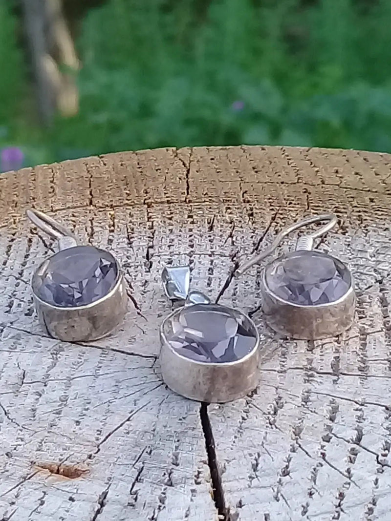 Chargez l'image dans la visionneuse de la galerie, Quartz fumé parure Grade A ++++ montée sur argent 925 (Fourni avec cordon) Quartz fumé parure
