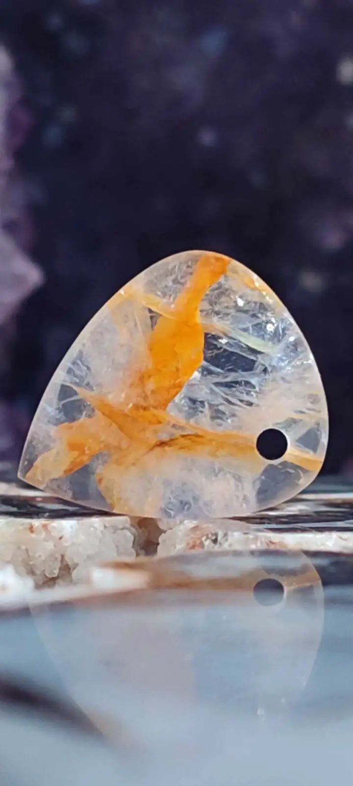 Load image into Gallery viewer, Quartz Hématoïde guérisseur du Brésil médiator Grade A++++ Quartz Hématoïde guérisseur médiator
