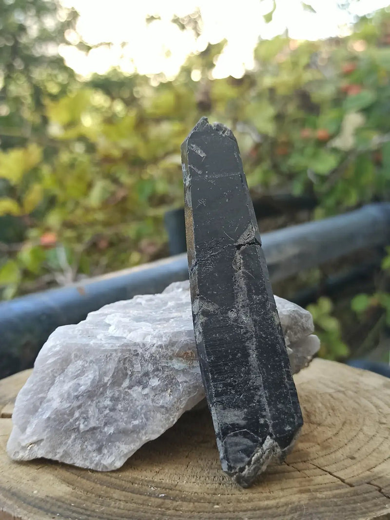 Load image into Gallery viewer, Quartz noir de Mongolie pointe brute Grade A++++ ’RARE’ Quartz noir de Mongolie
