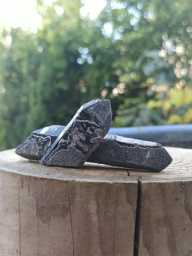 Load image into Gallery viewer, Quartz noir de Mongolie pointe brute Grade A++++ ’RARE’ Quartz noir de Mongolie
