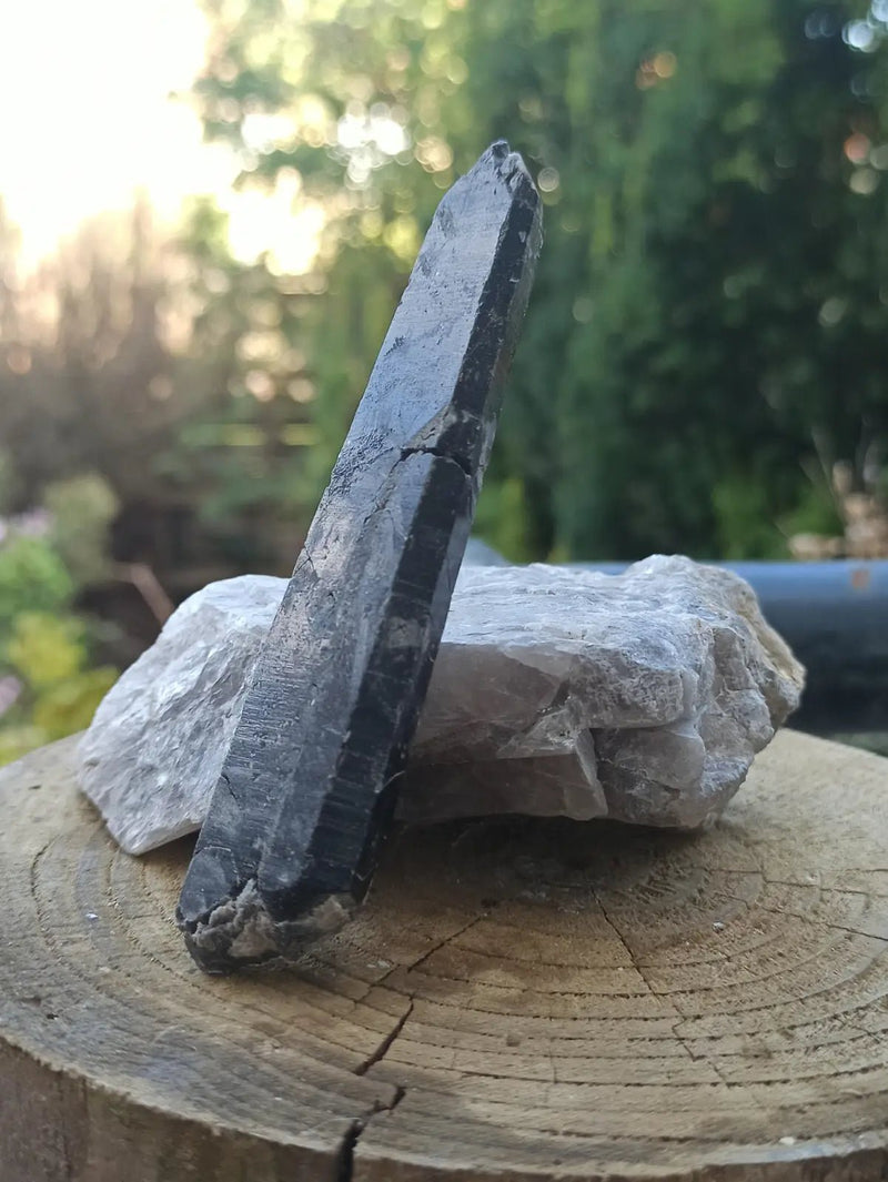 Load image into Gallery viewer, Quartz noir de Mongolie pointe brute Grade A++++ ’RARE’ Quartz noir de Mongolie
