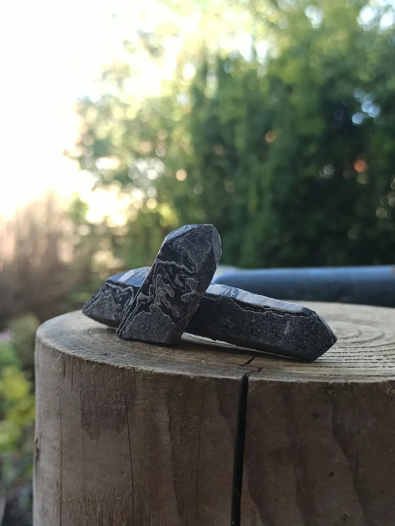 Load image into Gallery viewer, Quartz noir de Mongolie pointe brute Grade A++++ ’RARE’ Quartz noir de Mongolie
