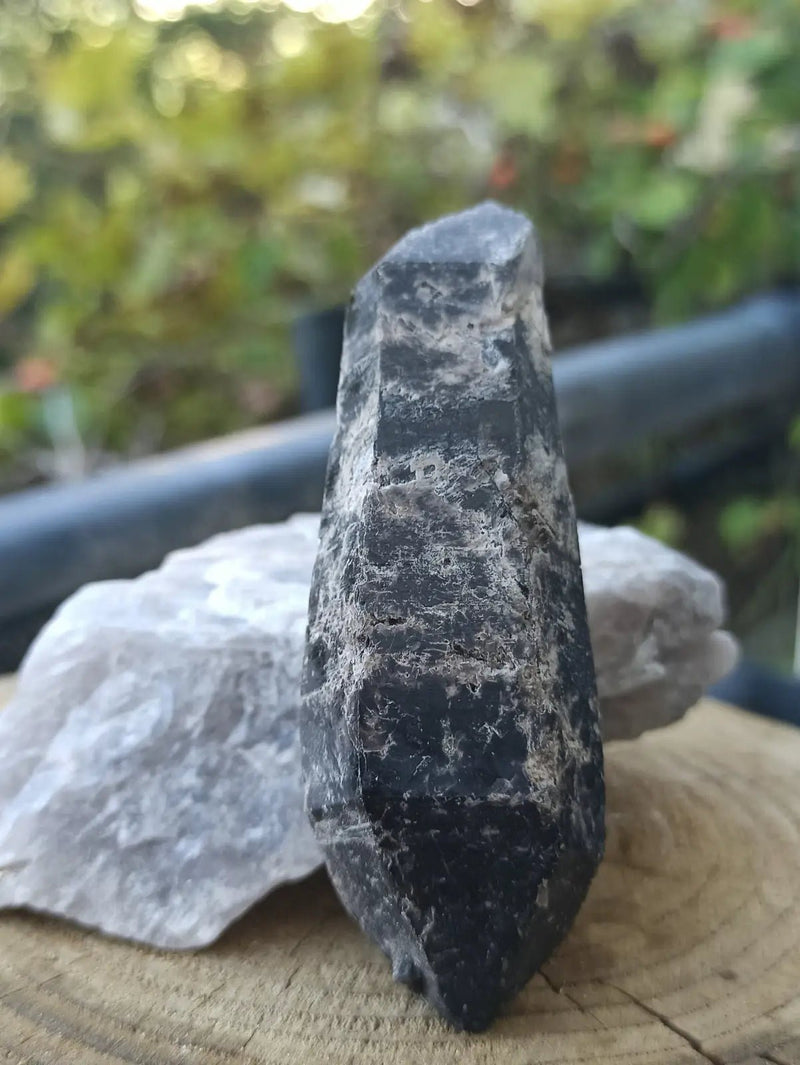 Load image into Gallery viewer, Quartz noir de Mongolie pointe brute Grade A++++ ’RARE’ Quartz noir de Mongolie

