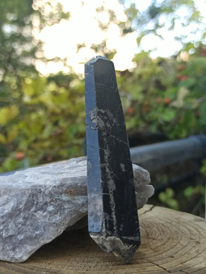 Load image into Gallery viewer, Quartz noir de Mongolie pointe brute Grade A++++ ’RARE’ Quartz noir de Mongolie
