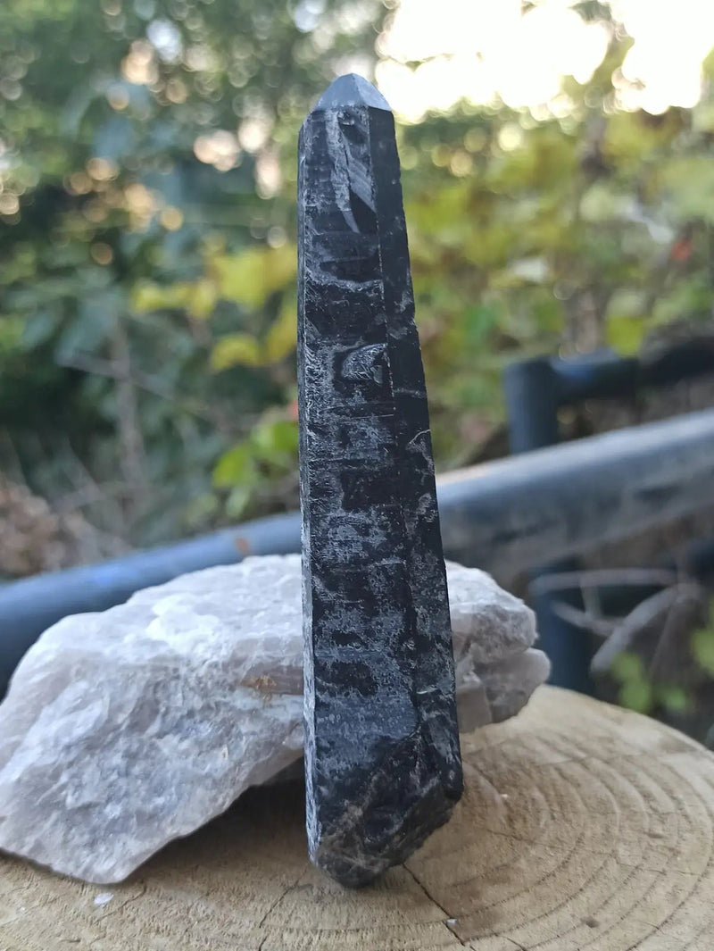 Load image into Gallery viewer, Quartz noir de Mongolie pointe brute Grade A++++ ’RARE’ Quartz noir de Mongolie
