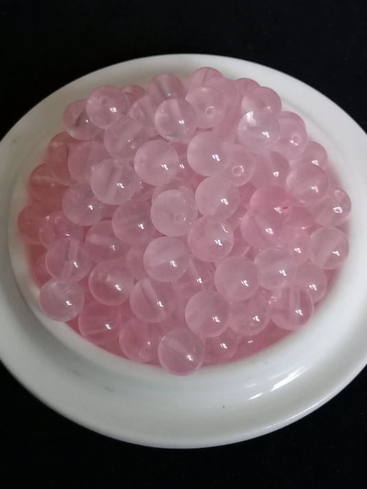 Quartz rose du Brésil perle Grade A++++ Prix perle à l’unité Quartz rose du Brésil perles 8mm Dans la besace du p'tit Poucet Diamètre 8mm  