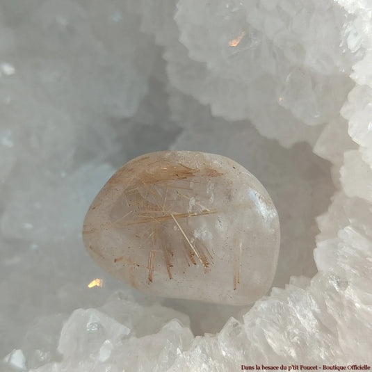 Quartz Rutile Étoilé à Inclusions d'Hématite du Brésil - Pierre Roulée N11 - Vue 2