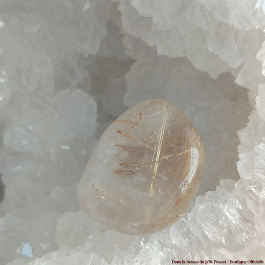 Quartz Rutile Étoilé à Inclusions d'Hématite du Brésil - Pierre Roulée N11 - Vue 1