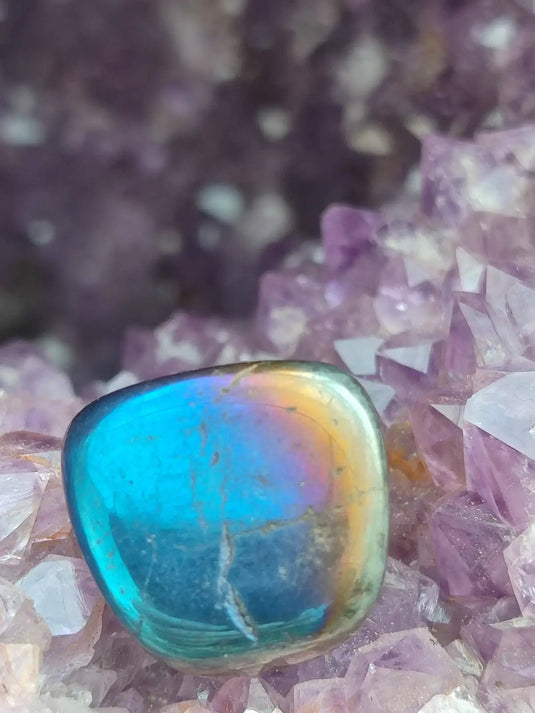 Quartz Titane Aura du Brésil - Pierre roulée - Cristal modifié - Grade Prémium Quartz Titane Aura pierre roulée