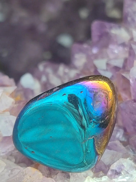 Quartz Titane Aura du Brésil - Pierre roulée - Cristal modifié - Grade Prémium Quartz Titane Aura pierre roulée