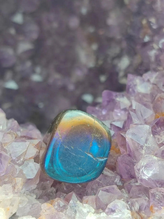 Quartz Titane Aura du Brésil - Pierre roulée - Cristal modifié - Grade Prémium Quartz Titane Aura pierre roulée