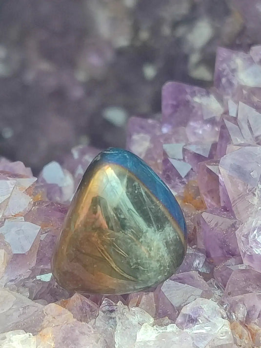 Quartz Titane Aura du Brésil - Pierre roulée - Cristal modifié - Grade Prémium Quartz Titane Aura pierre roulée