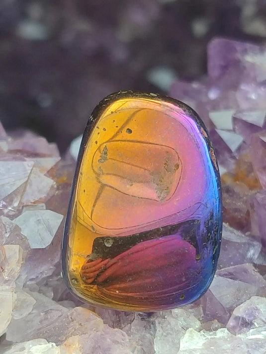 Quartz Titane Aura du Brésil - Pierre roulée - Cristal modifié - Grade Prémium Quartz Titane Aura pierre roulée