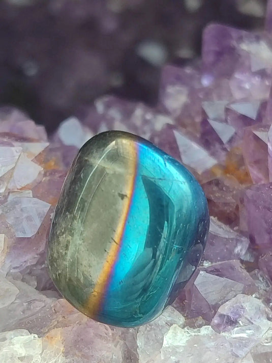 Quartz Titane Aura du Brésil - Pierre roulée - Cristal modifié - Grade Prémium Quartz Titane Aura pierre roulée