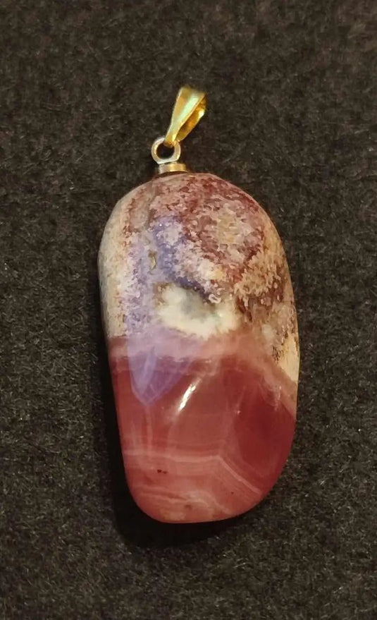 Rhodochroiste cristallisée du Pérou pendentif Grade ’Extra’ (fourni avec cordon) Rhodochrosite cristallisée du Pérou pendentif Grade ’Extra’