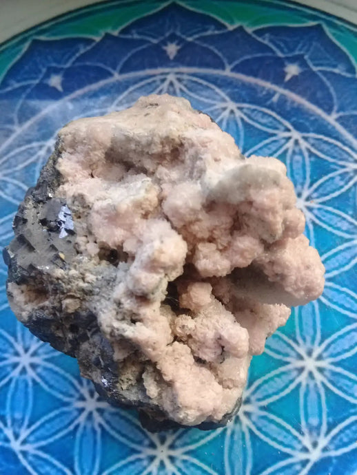 Rhodochrosite cristallisée et Galène brute Grade A ++++ pièce de Collection Rhodochrosite cristallisée Galène brute