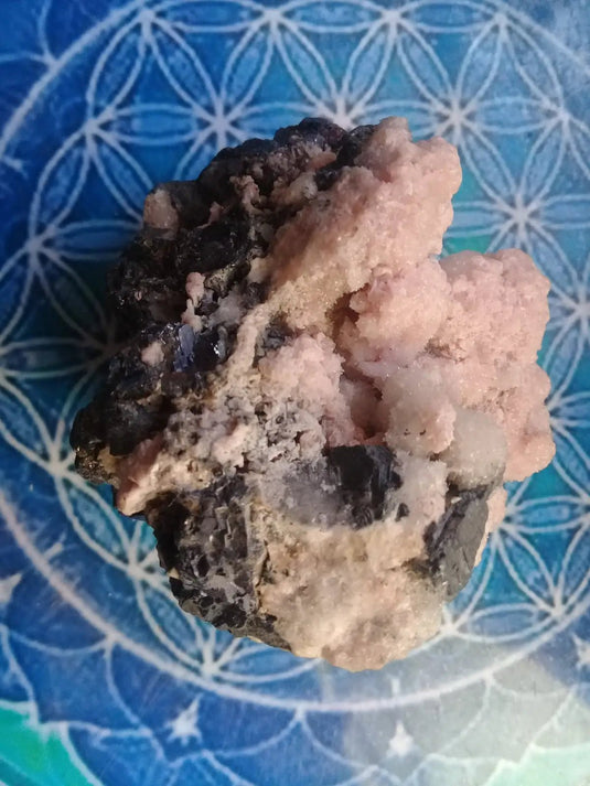 Rhodochrosite cristallisée et Galène brute Grade A ++++ pièce de Collection Rhodochrosite cristallisée Galène brute