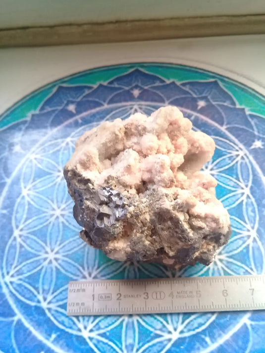 Rhodochrosite cristallisée et Galène brute Grade A ++++ pièce de Collection Rhodochrosite cristallisée Galène brute