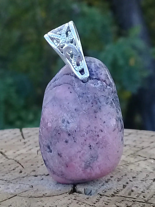 Rhodonite d’Argentine pendentif bélière Argt 925 Grade A ++++ (fourni avec cordon) Rhodonite pendentif bélière Argent 925